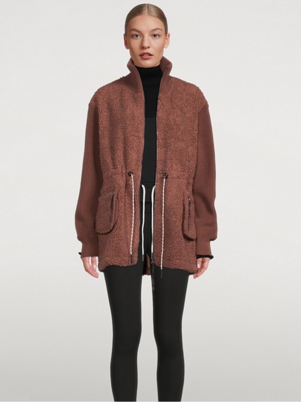 Varley Teddy Zip-Up Jacket with Knit Sleeves